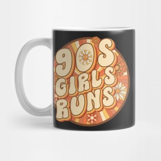 90s girls runs Runner retro quote  gift for running Vintage floral pattern Mug